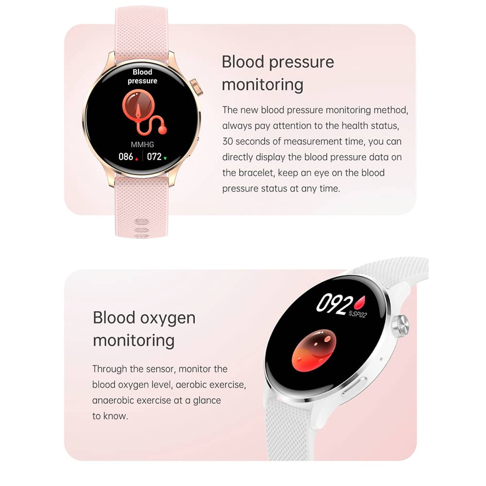 Findtime Blood Pressure Watch for Women with Blood Oxygen & Heart Rate Monitor Bluetooth Calling for Android iPhone