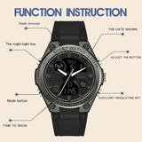 Findtime Womens Military Tactical Digital Watch Sport Waterproof Analog Watches LED Backlight Alarm Stopwatch