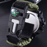 Outdoor Sport Watch Luminous Waterproof Digital Watch for Men with Compass Whistle Flint