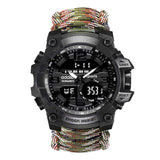 Outdoor Sport Watch Luminous Waterproof Digital Watch for Men with Compass Whistle Flint