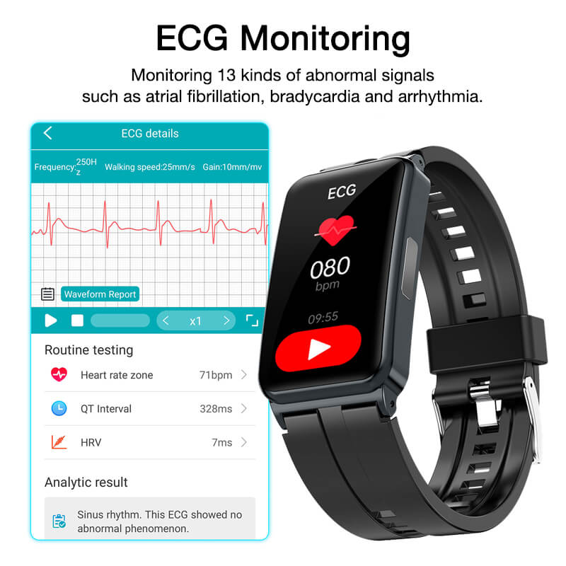 Findtime ECG Fitness Tracker with Blood Pressure Monitor Blood Glucose Heart Rate SpO2 Body Temperature