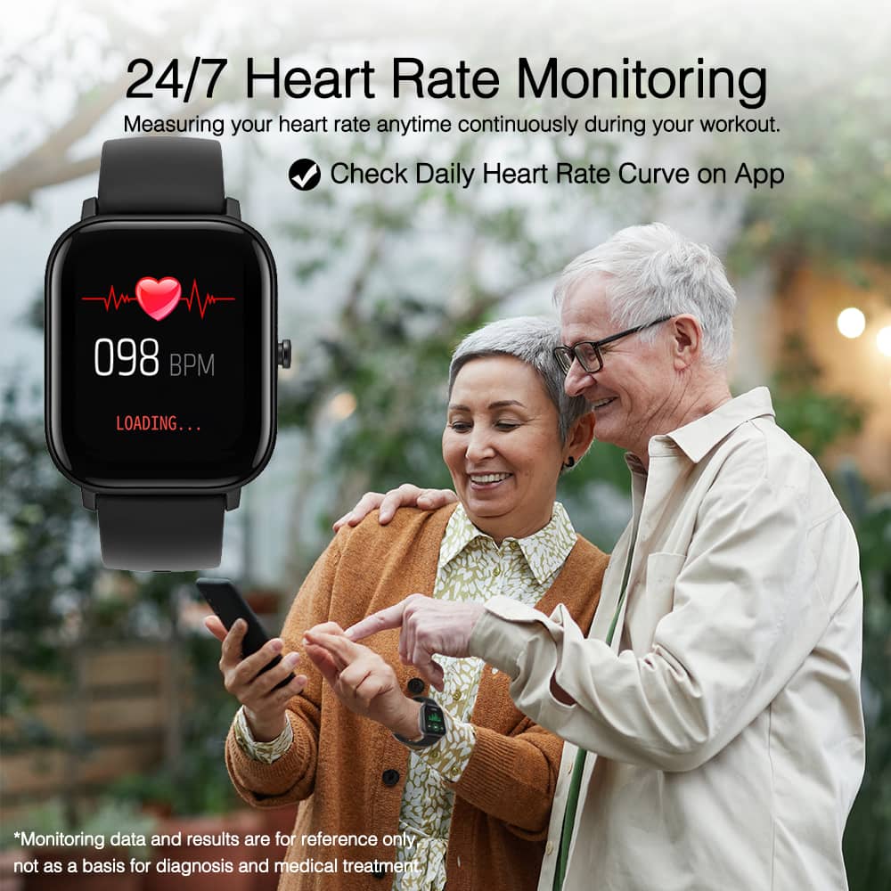 Fitness Tracker Blood Pressure Heart Rate Monitor Blood Oxygen Activity Pedometer Big Fitness Tracker Sleep Monitor for Women Men Black